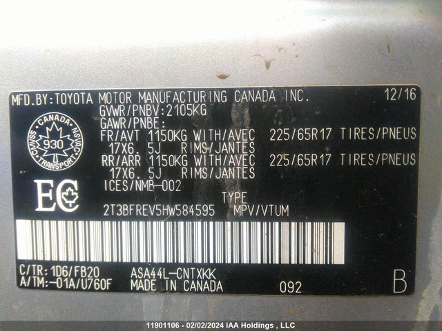 Toyota RAV4 LE 2017 2T3BFREV5HW584595 Image 13