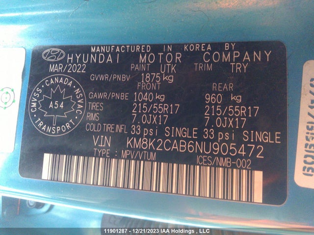Hyundai Kona Preferred Awd 2022 KM8K2CAB6NU905472 Image 9