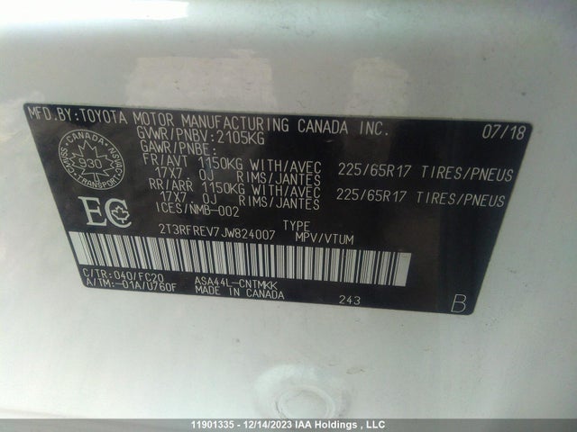 Toyota Rav4 Adventure/xle 2018 2T3RFREV7JW824007 Image 9