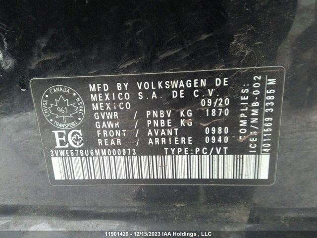 3VWE57BU6MM000973 Volkswagen JETTA SEL