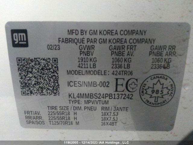 KL4MMBS24PB137242 Buick ENCORE GX
