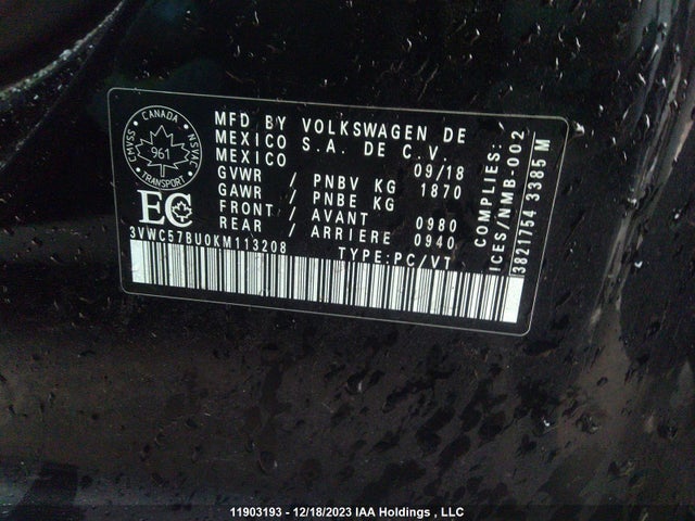 3VWC57BU0KM113208 Volkswagen JETTA