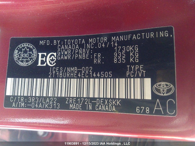 Toyota 2zr-fe 2014 2T1BURHE4EC144505 Image 28