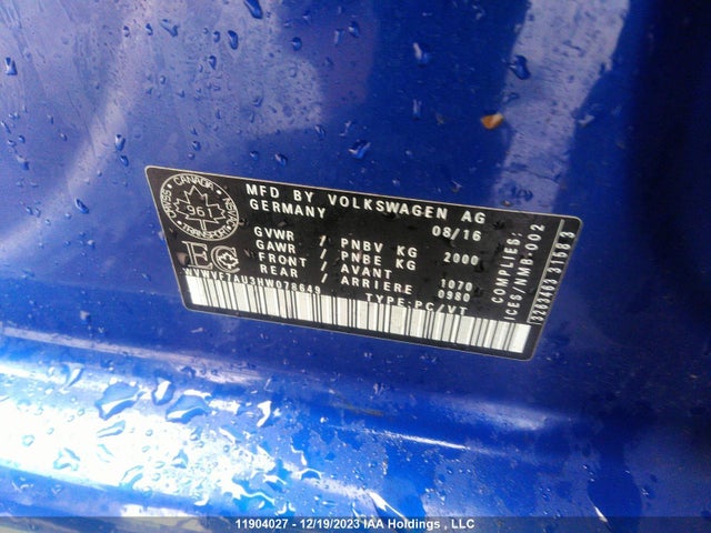 WVWVF7AU3HW078649 Volkswagen Golf R