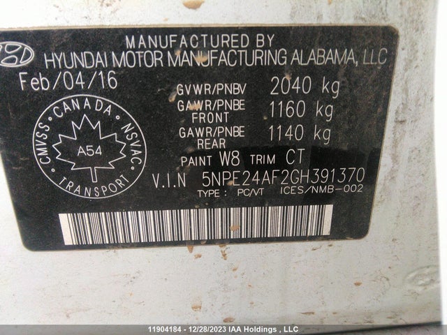 Hyundai SONATA GL 2016 5NPE24AF2GH391370 Image 9