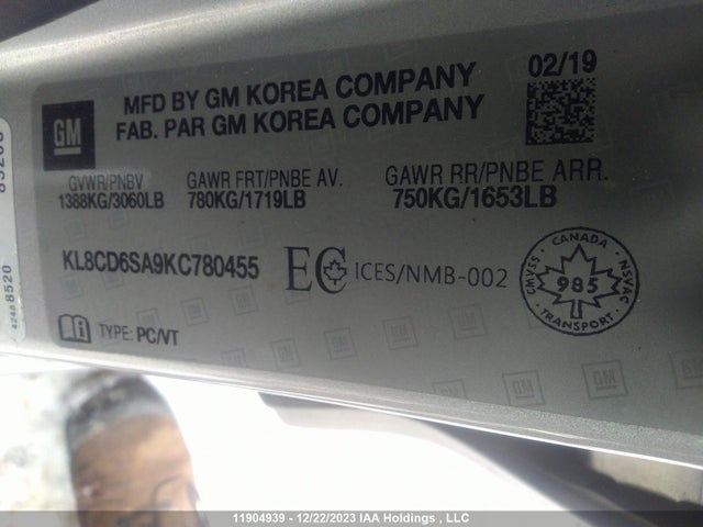 Chevrolet SPARK 2019 KL8CD6SA9KC780455 Image 9