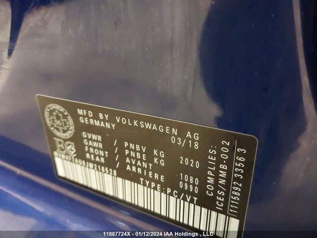 WVWVF7AU6JW216528 Volkswagen Golf R