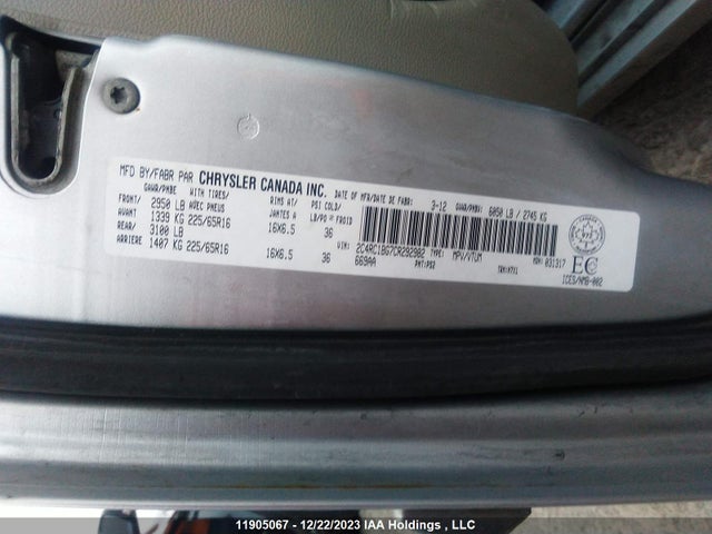 Продаж на аукціоні авто 2012 Chrysler Town & Country Touring, vin: 2C4RC1BG7CR292982, номер лоту: 11905067