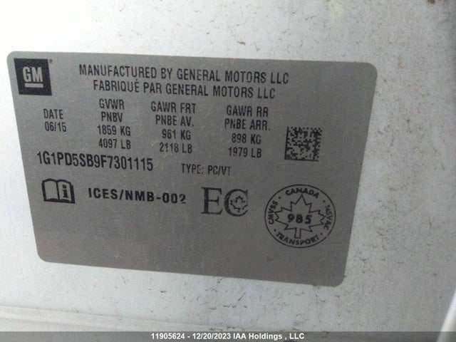 Chevrolet Cruze 2015 1G1PD5SB9F7301115 Image 9