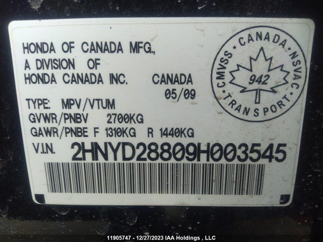 2009 Acura Mdx მანქანა იყიდება აუქციონზე, vin: 2HNYD28809H003545, აუქციონის ნომერი: 11905747