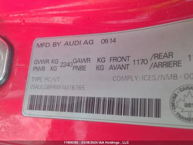 Aukcja sprzedaży 2015 Audi S5, vin: WAULGBFRXFA016765, numer aukcji: 11906392