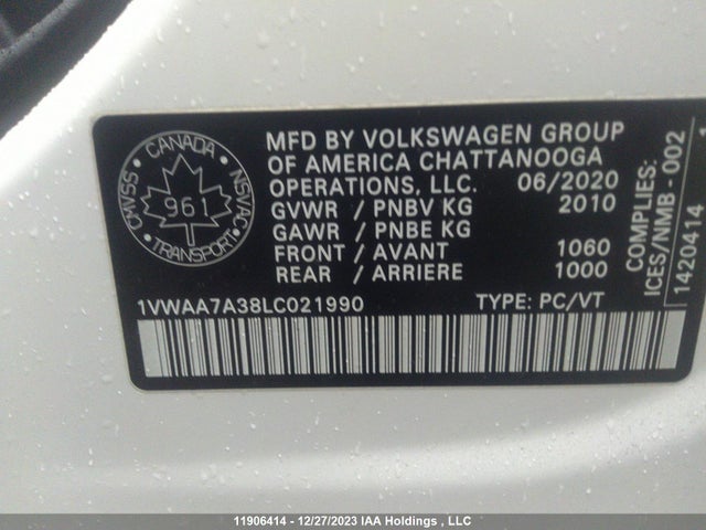 1VWAA7A38LC021990 Volkswagen PASSAT