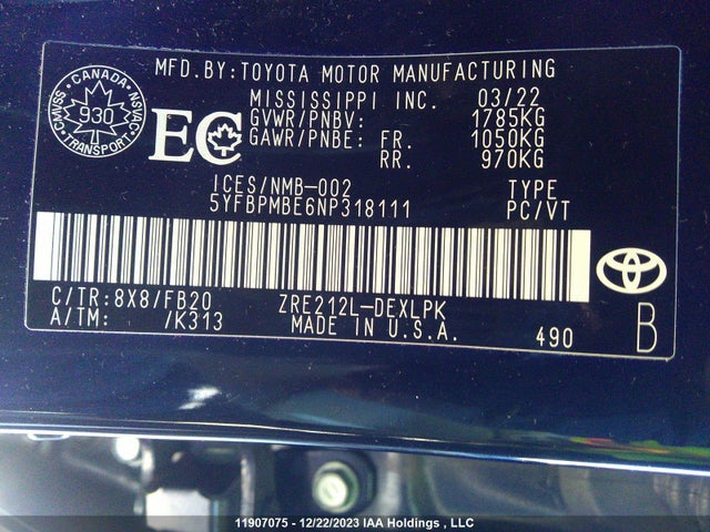 Toyota COROLLA 2022 5YFBPMBE6NP318111 Image 9