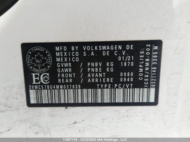 3VWC57BU4MM037639 Volkswagen JETTA