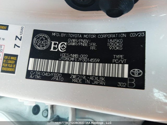 Toyota Corolla Le/se/xle 2023 JTDBCMFE7P3014559 Image 9