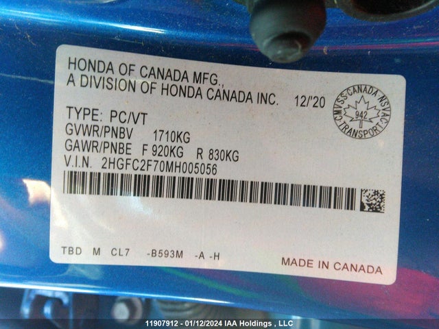 Honda CIVIC SEDAN 2021 2HGFC2F70MH005056 Image 9