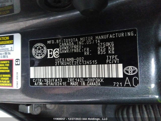 Toyota Matrix 2014 2T1KU4EE2EC134515 Image 9