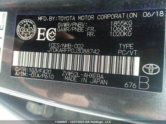 Toyota PRIUS PRIME 2018 JTDKARFP0J3088742 Image 9