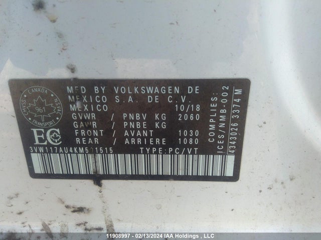 3VW117AU4KM501515 Volkswagen Golf Sportwagen S