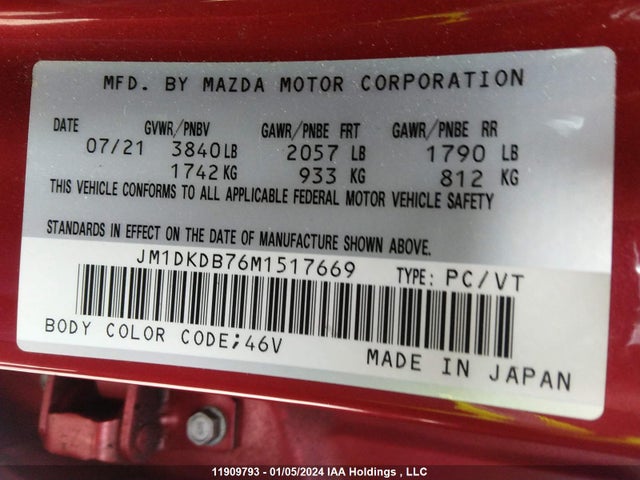 JM1DKDB76M1517669 Mazda Cx-3 Sport