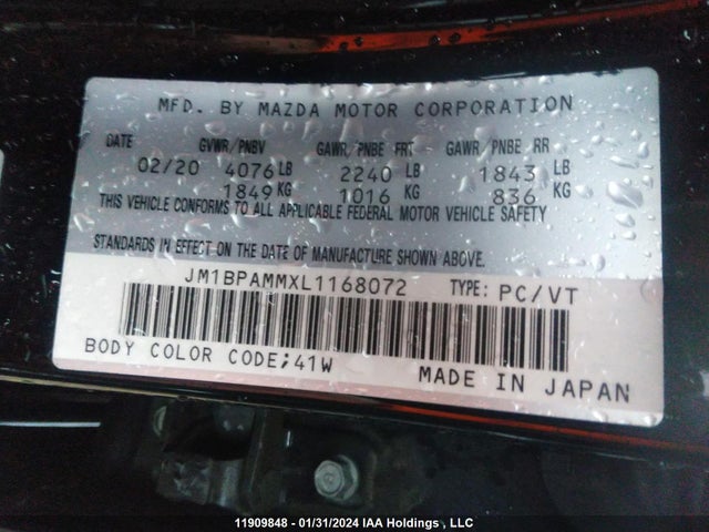 JM1BPAMMXL1168072 Mazda Mazda3 Sport