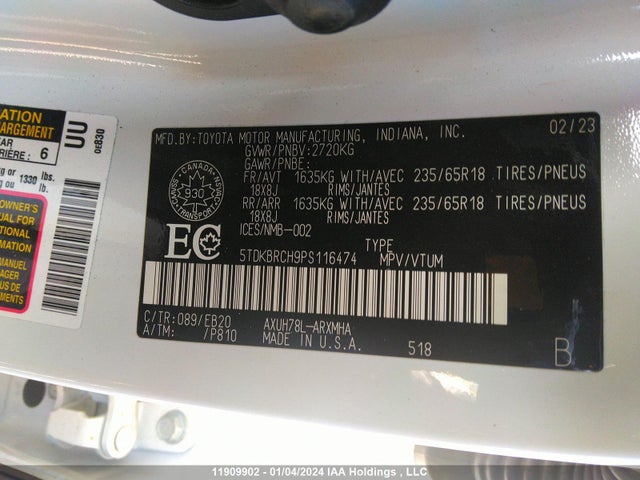 Toyota Highlander Hybrid Xle 2023 5TDKBRCH9PS116474 Image 9