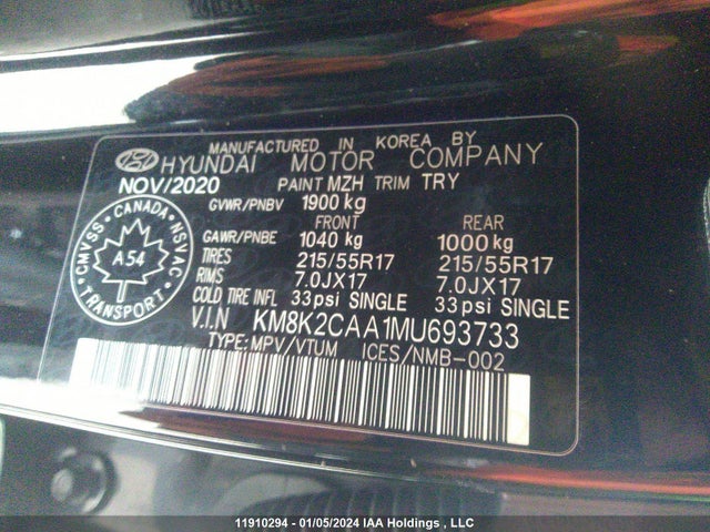Hyundai Kona Preferred Awd 2021 KM8K2CAA1MU693733 Image 9