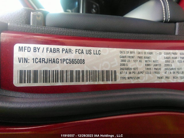 1C4RJHAG1PC565008 Jeep Grand Cherokee Laredo/altitude