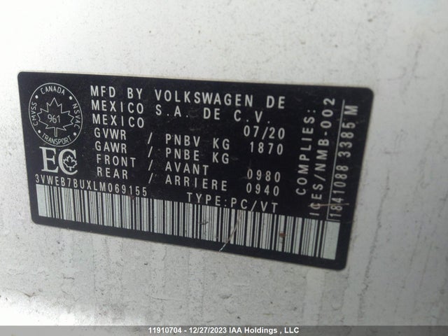 3VWEB7BUXLM069155 Volkswagen JETTA