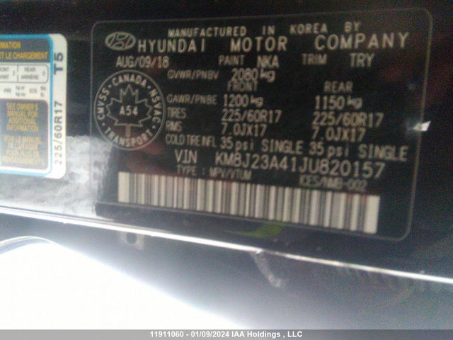 Hyundai Tucson Base 2.0l 2018 KM8J23A41JU820157 Image 9