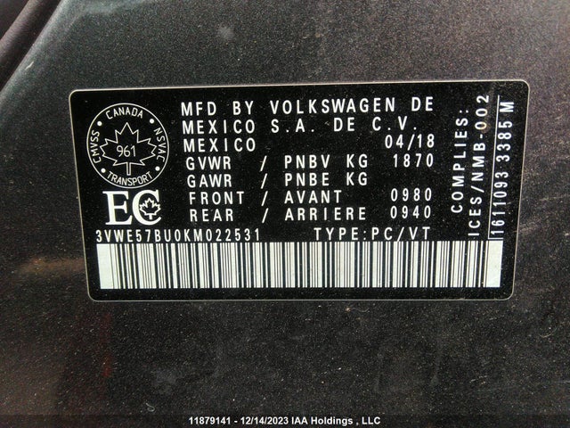 3VWE57BU0KM022531 Volkswagen Jetta Highline