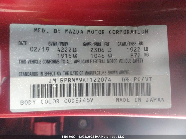 JM1BPBMM9K1122074 Mazda 3 Preferred