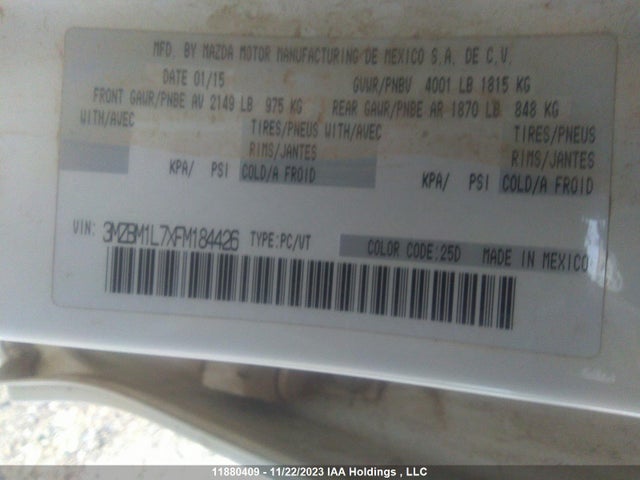 3MZBM1L7XFM184426 Mazda Mazda3 Gs