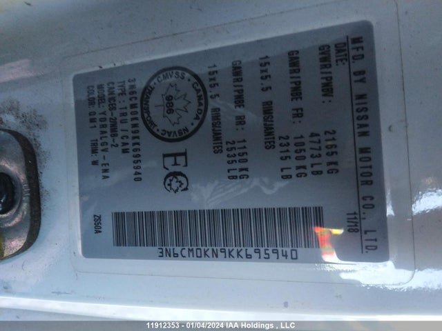 Nissan NV200 COMPACT CARGO 2019 3N6CM0KN9KK695940 Image 9