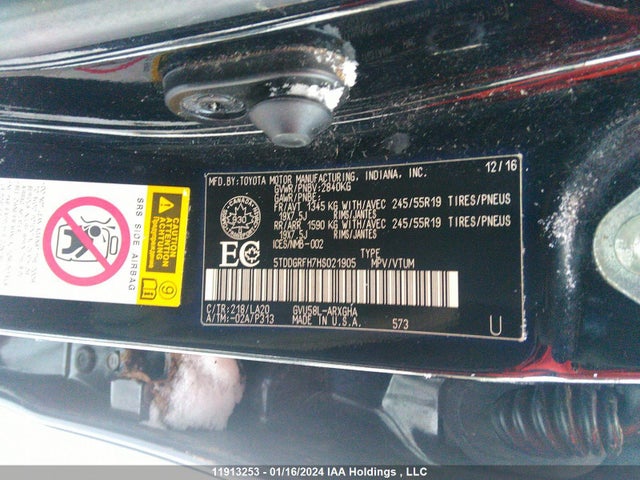Toyota Highlander Hybrid Limited 2017 5TDDGRFH7HS021905 Image 9