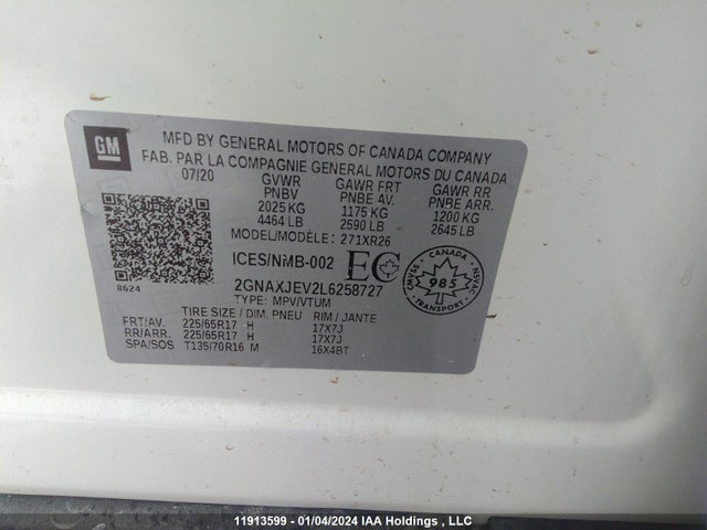 Chevrolet EQUINOX LT 2020 2GNAXJEV2L6258727 Image 9