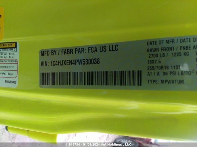 1C4HJXEN4PW530038 Jeep Wrangler 4-door Sahara Altitude