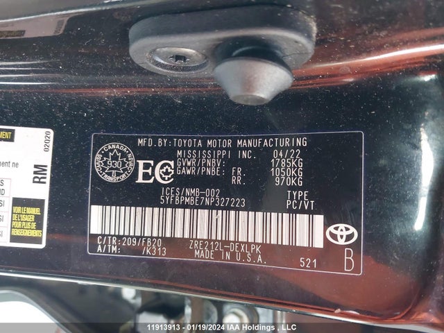 Toyota COROLLA 2022 5YFBPMBE7NP327223 Image 9