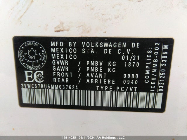 3VWC57BU5MM037634 Volkswagen JETTA