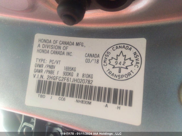 Honda k20c2 2018 2HGFC2F61JH020782 Image 28