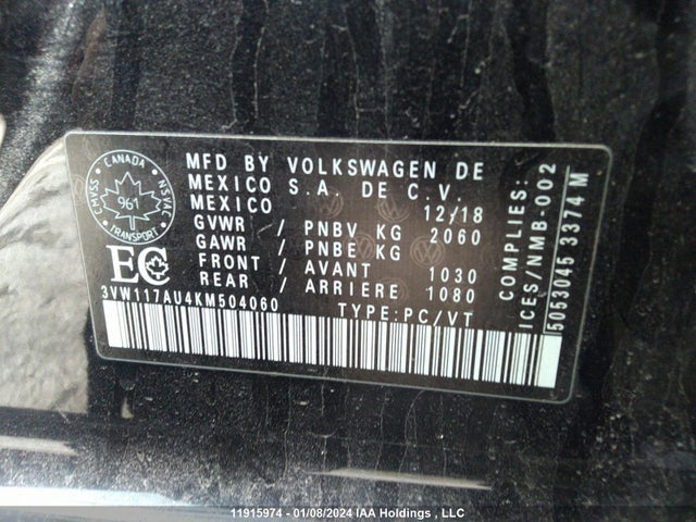 3VW117AU4KM504060 Volkswagen GOLF SPORTWAGEN