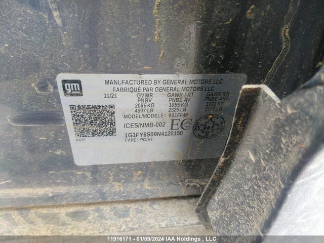 Chevrolet Bolt Euv Lt 2022 1G1FY6S09N4120150 Image 9