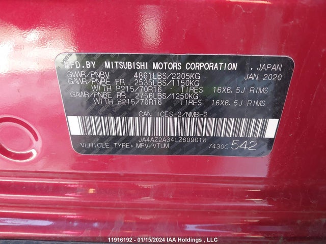 JA4AZ2A34LZ609018 Mitsubishi Outlander