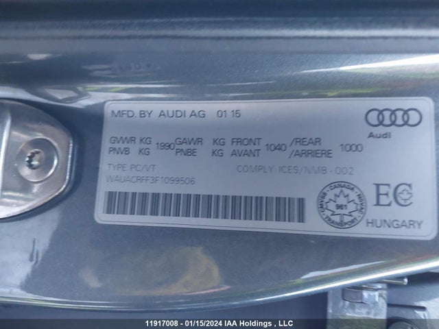 WAUACRFF3F1099506 Audi A3
