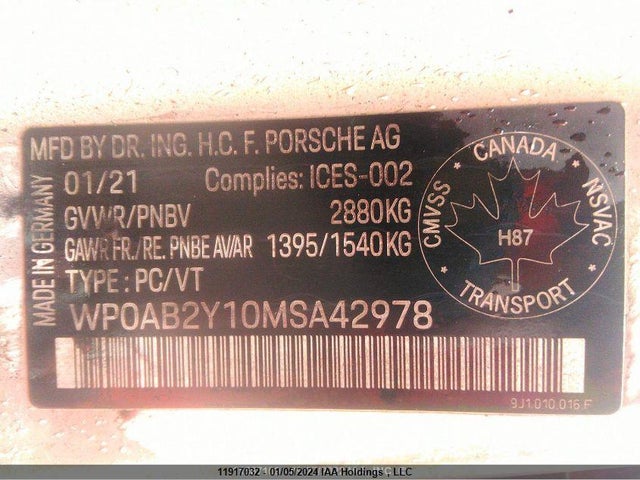 Porsche Taycan 2021 WP0AB2Y10MSA42978 Image 8