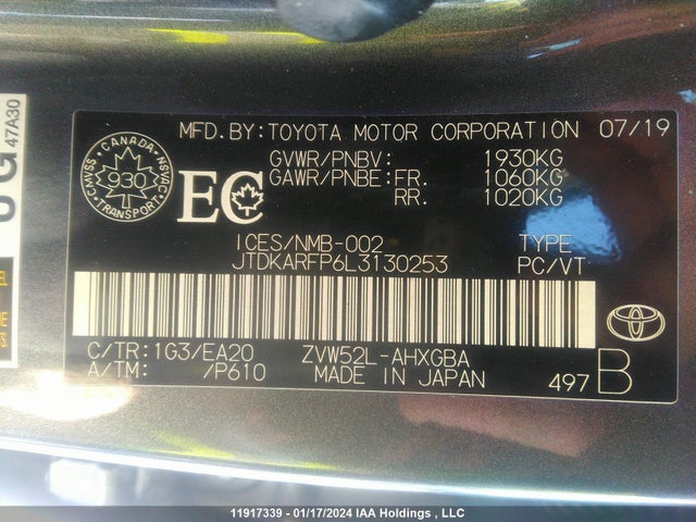 Toyota Prius Prime Upgrade 2020 JTDKARFP6L3130253 Image 9