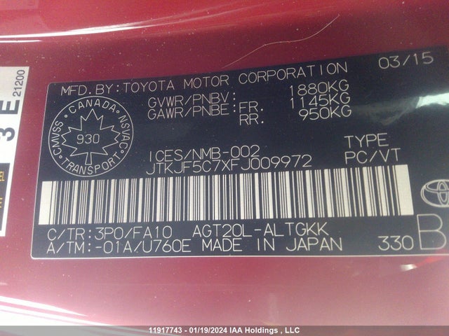 Toyota SCION TC 2015 JTKJF5C7XFJ009972 Image 9