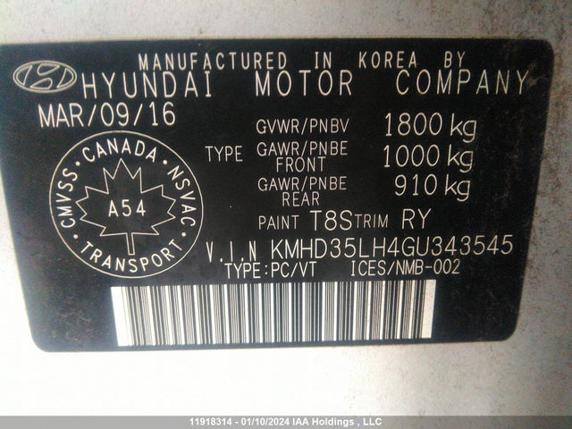 Hyundai Elantra Gt Gls 2016 KMHD35LH4GU343545 Image 9