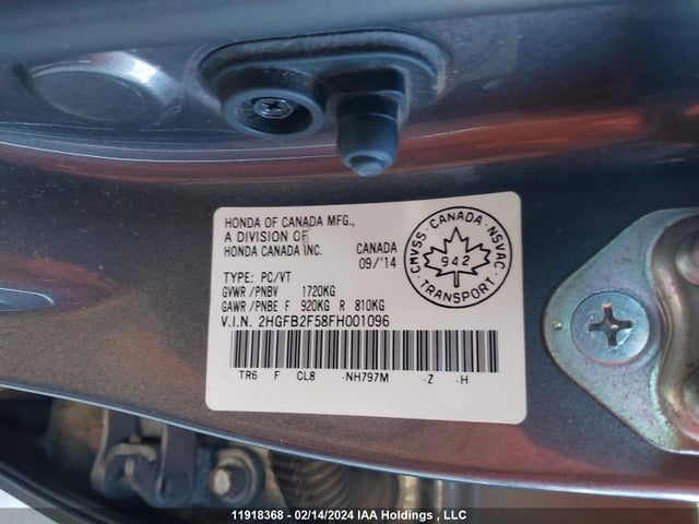 Aukcja sprzedaży 2015 Honda Civic Sedan, vin: 2HGFB2F58FH001096, numer aukcji: 11918368