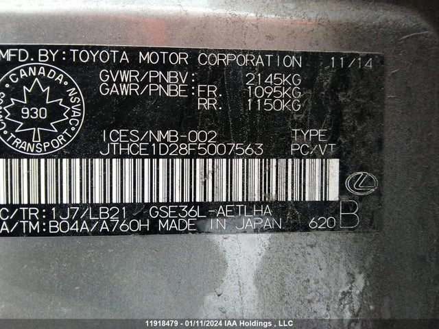 JTHCE1D28F5007563 Lexus IS 350